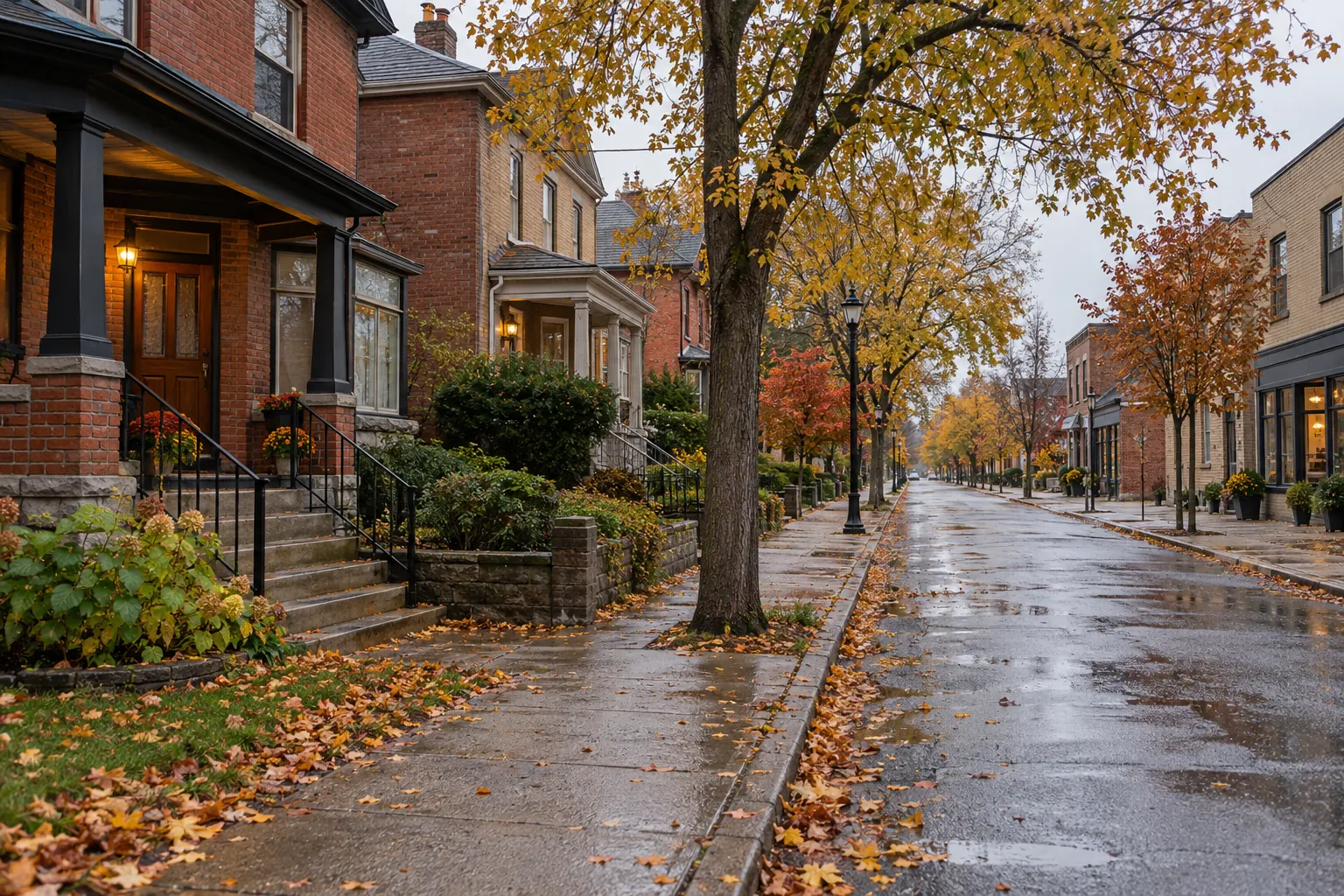 Autumn residential street in southwestern Ontario